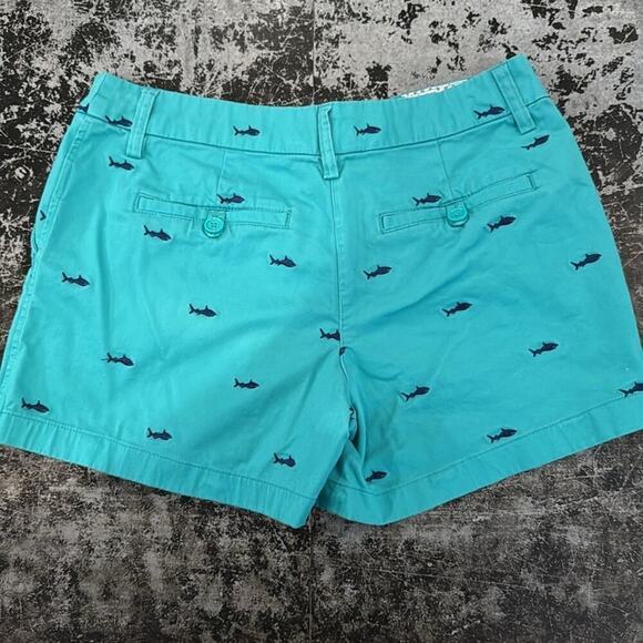 Cambridge Dry Goods Teal/Navy Embroidered Shark Shorts 4" Inseam Size 4 - Picture 2 of 4